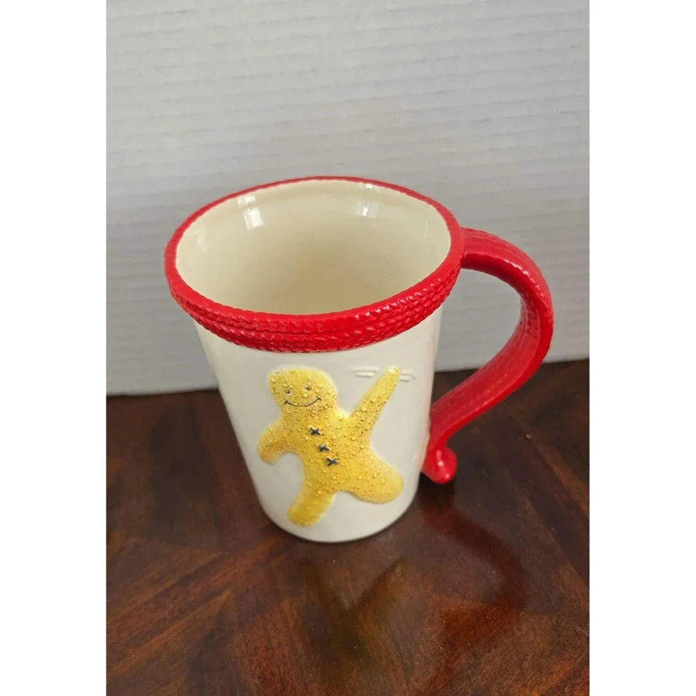Vintage Russ Berrie & Co. Christmas Mug | 3D Gingerbread Man, Knit Rim